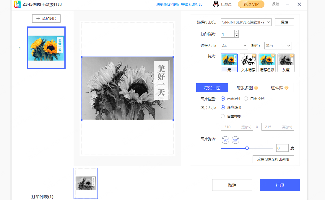 证件照 打 A4